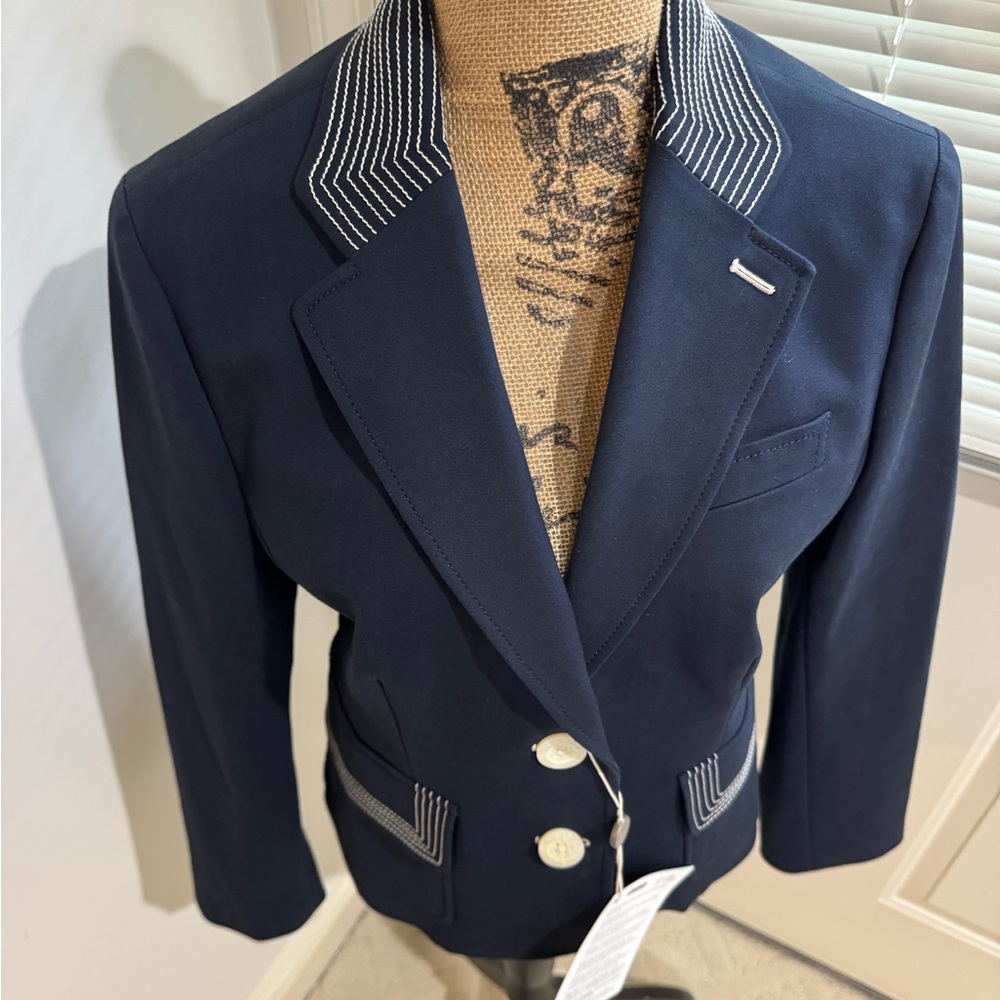 NWT Emporio Armani Dark Blue Blazer with Light Accents size 46 - Picture 2 of 9